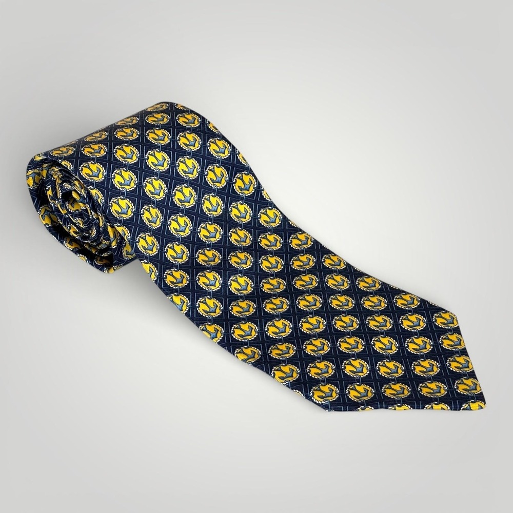 Scappino‎ Silk Tie Mens One Size Blue Nautical Anchor Geometric Italy